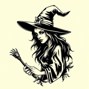 Old School Witch Tattoo