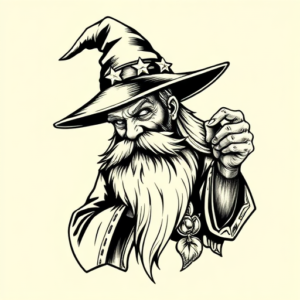 Old School Wizard Tattoo