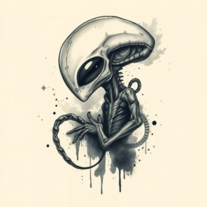 Painterly Alien Tattoo