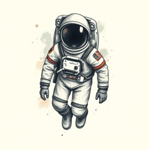 Painterly Astronaut Tattoo