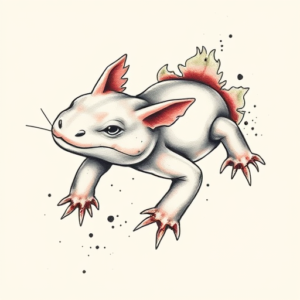 Painterly Axolotl Tattoo