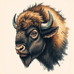 Painterly Bison Tattoo