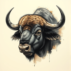 Painterly Buffalo Tattoo