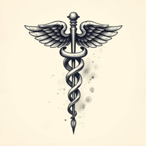 Painterly Caduceus Tattoo