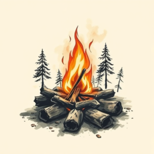 Painterly Campfire Tattoo