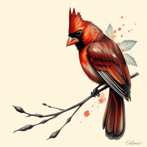 Painterly Cardinal Tattoo