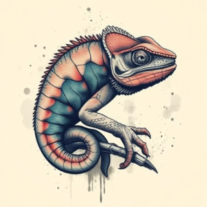 Painterly Chameleon Tattoo