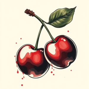 Painterly Cherry Tattoo