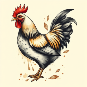 Painterly Chicken Tattoo