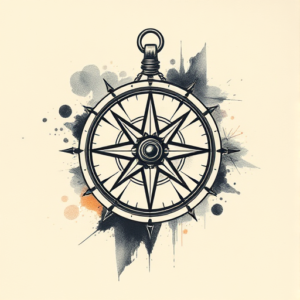 Painterly Compass Tattoo