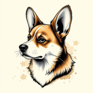 Painterly Corgi Tattoo
