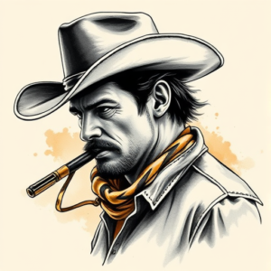 Painterly Cowboy Tattoo