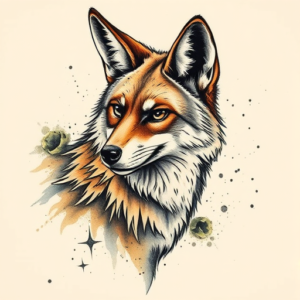 Painterly Coyote Tattoo