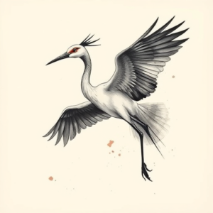 Painterly Crane Tattoo