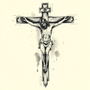 Painterly Crucifix Tattoo