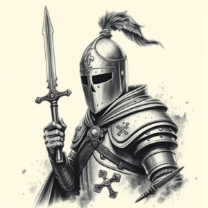 Painterly Crusader Tattoo