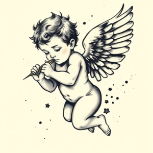 Painterly Cupid Tattoo