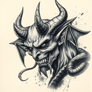 Painterly Demon Tattoo
