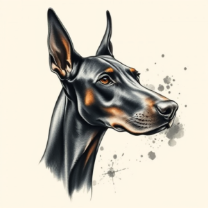 Painterly Doberman Tattoo