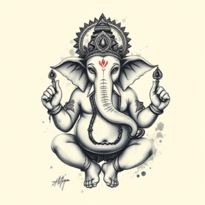 Painterly Ganesha Tattoo