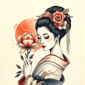 Painterly Geisha Tattoo