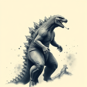 Painterly Godzilla Tattoo