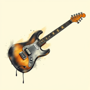 Painterly Guitar Tattoo