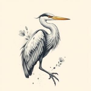 Painterly Heron Tattoo