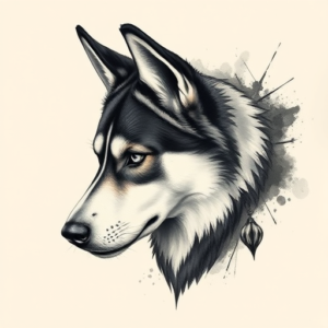 Painterly Husky Tattoo