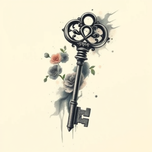 Painterly Key Tattoo