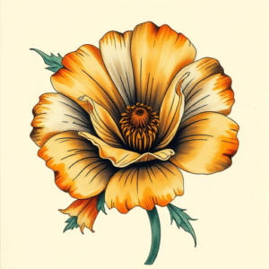 Painterly Marigold Tattoo