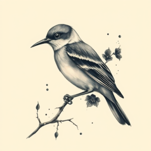 Painterly Mockingbird Tattoo