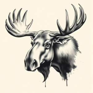 Painterly Moose Tattoo