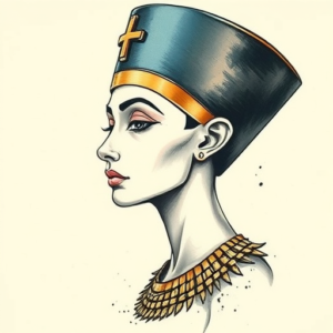Painterly Nefertiti Tattoo