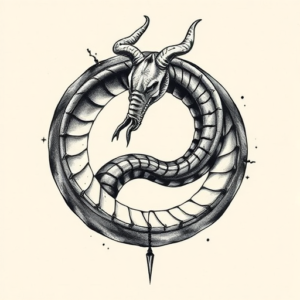 Painterly Ouroboros Tattoo