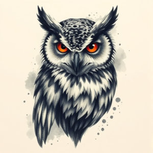 Painterly Owl Tattoo