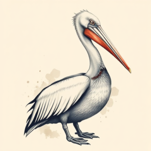 Painterly Pelican Tattoo