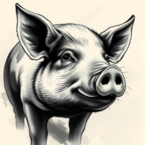 Painterly Pig Tattoo