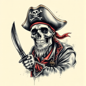 Painterly Pirate Tattoo