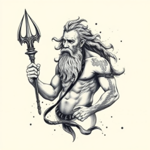 Painterly Poseidon Tattoo