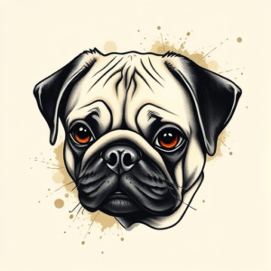 Painterly Pug Tattoo