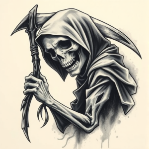 Painterly Reaper Tattoo