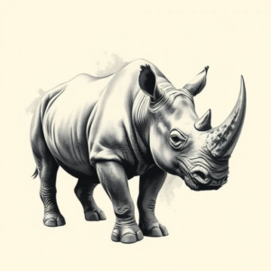 Painterly Rhino Tattoo