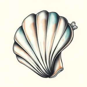 Painterly Seashell Tattoo