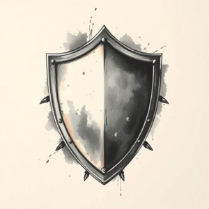 Painterly Shield Tattoo