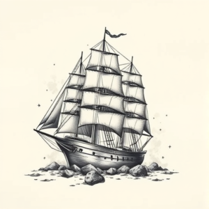 Painterly Ship Tattoo