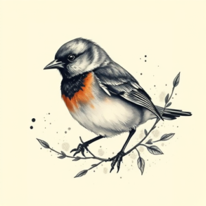 Painterly Sparrow Tattoo