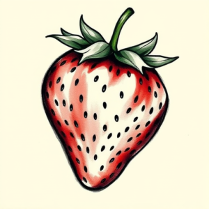Painterly Strawberry Tattoo