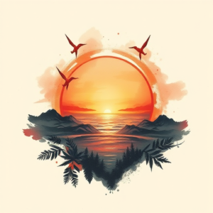 Painterly Sunrise Tattoo