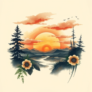 Painterly Sunset Tattoo